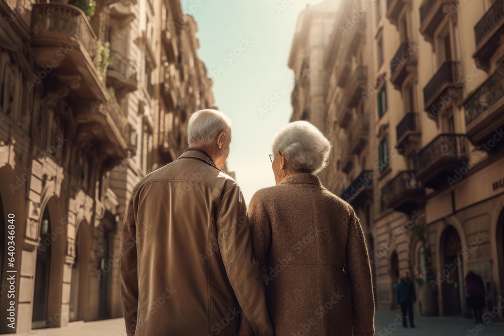 Love couple walking city. Generate Ai