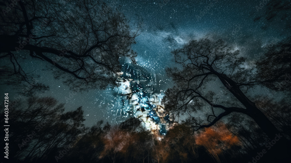 Beautiful night sky, the Milky Way and the trees. Beautiful night sky, the Milky Way and the trees.