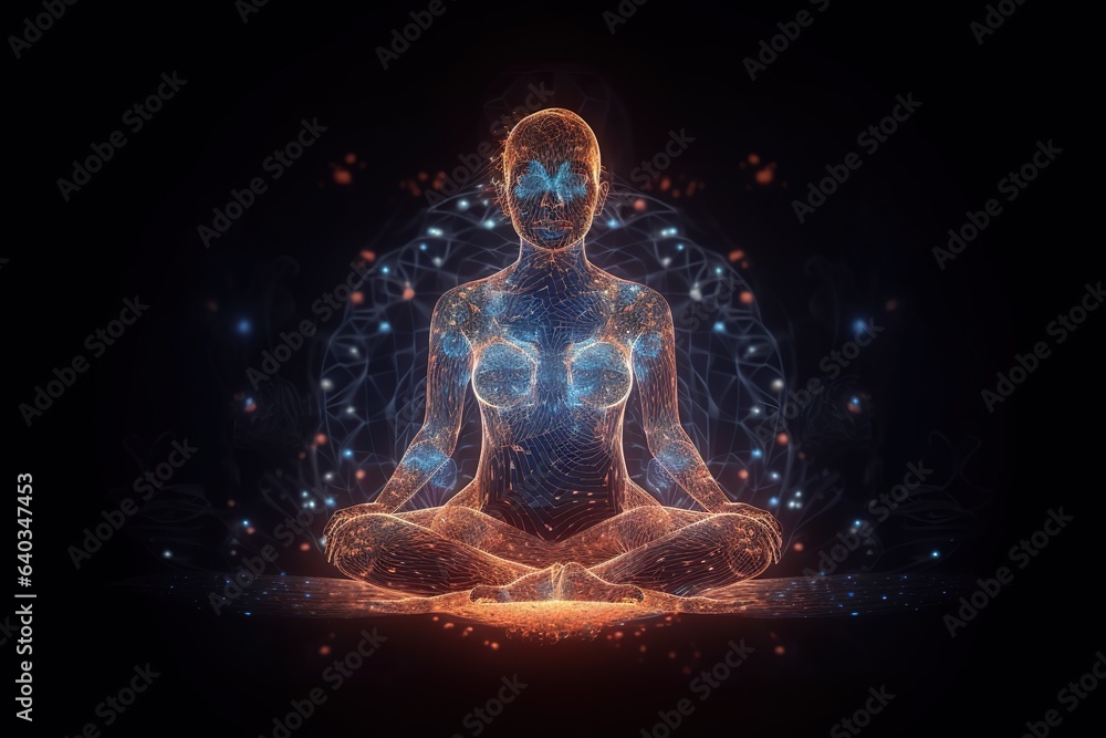 Concept of meditation and spiritual practice for enlightenment. Generated AI