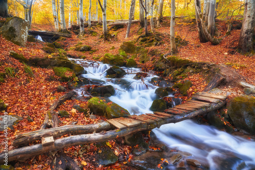 Enchanting Autumn River Amidst Narrow Mountain Gorge