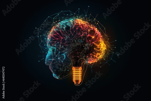 Creative Idea with Brain and Light Bulb. Generated AI