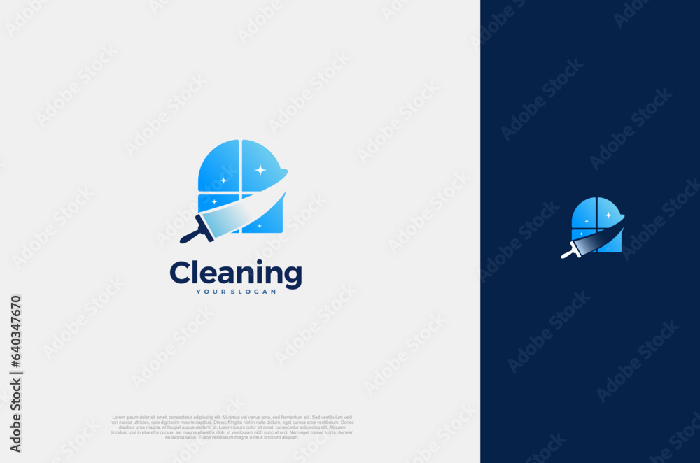 Professional Modern logo cleaning company design window cleaning service with sparkles. Vector illustration concept Professional Modern logo cleaning company design window cleaning service with sparkles. Vector illustration concept