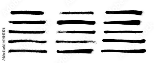 Set of graffiti spray banner. Vector spray paint shapes with smudges
