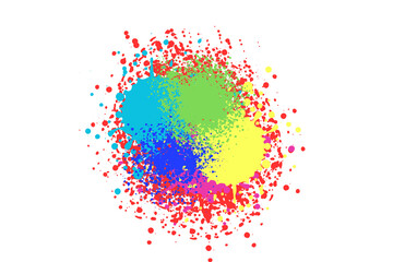 paint splash colorful design and copy space on white background, Spray paint watercolor seamless pattern. colorful Mixed color illustrations