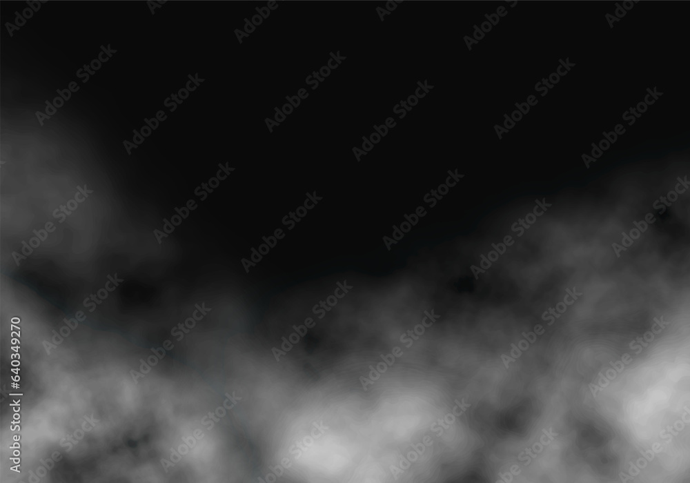 White smoke on dark background. Vector illustration.
