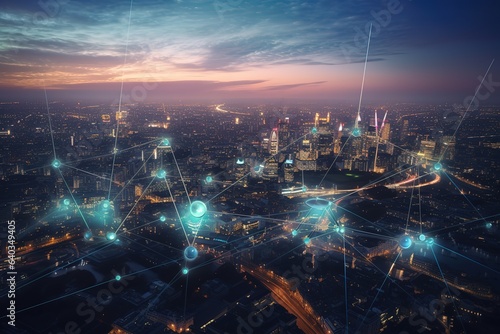 Tableau sur toile London UK concept of future technology 5G network. Generated AI
