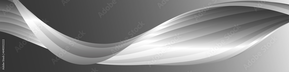 Monochrome cover design, abstract background. Wavy silver parallel gradient lines, ribbons, silk. Black and white with shades of gray banner, poster. eps vector Monochrome cover design, abstract background. Wavy silver parallel gradient lines, ribbons, silk. Black and white with shades of gray banner, poster. eps vector