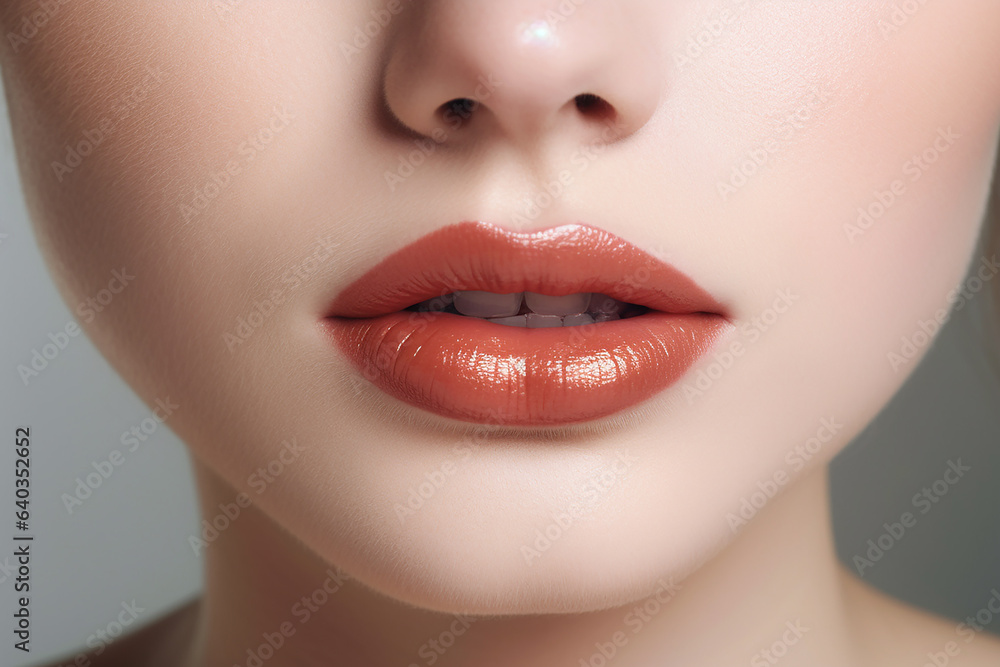 Obraz premium close up of a woman lips with lipstick