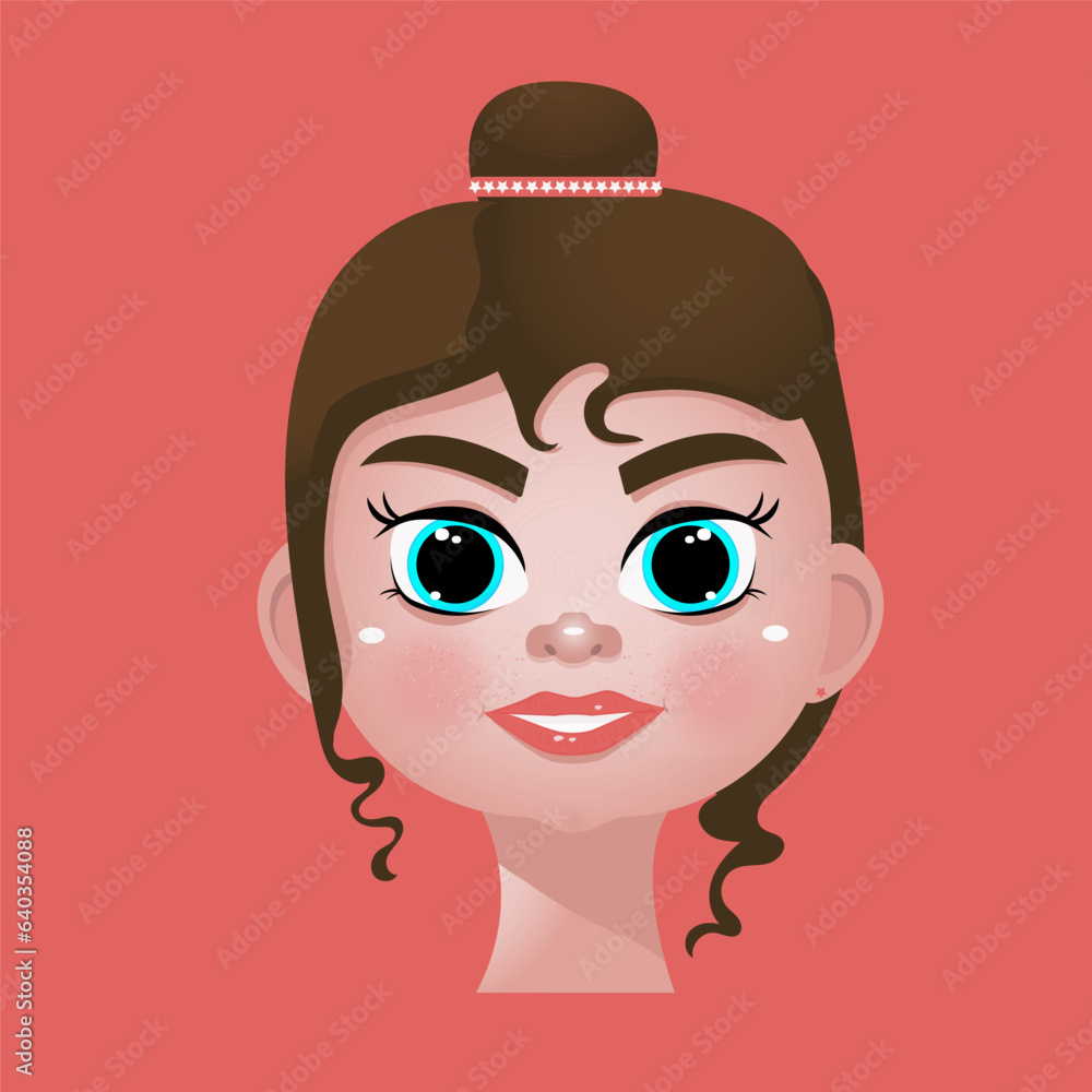 Girl face with cartoon style