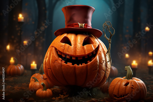 Halloween pumpkin in magic night. © erika8213