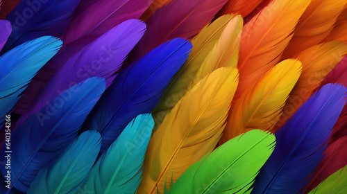 Colorful feathers, close-up, abstract background