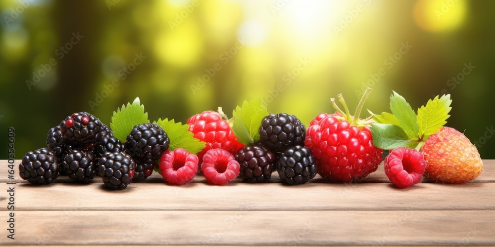 Festive summer banner, fresh fruits, sunny background Festive summer banner, fresh fruits, sunny background