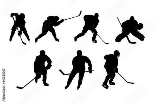 Leinwand Poster set of hockey players silhouettes - vector illustration