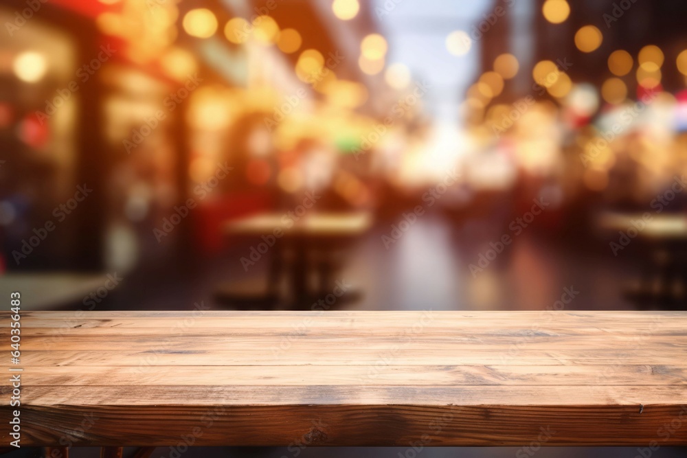 Wooden table blur. Generate Ai