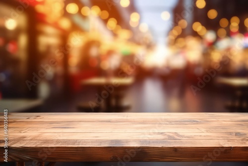 Wooden table blur. Generate Ai © nsit0108