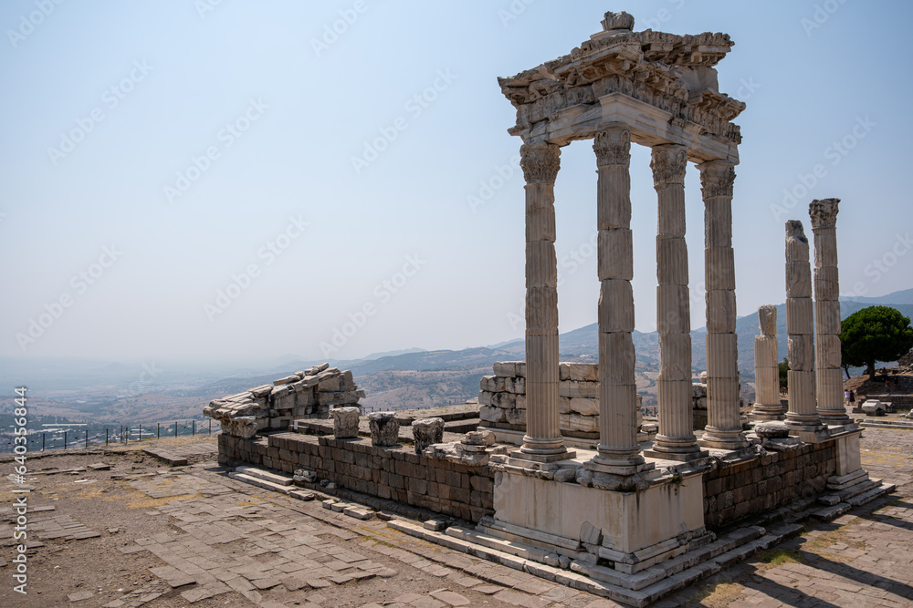 The Temple of Trajan in Pergamon Ancient City. Asclepeion ancient city in Pergamon, Turkey.