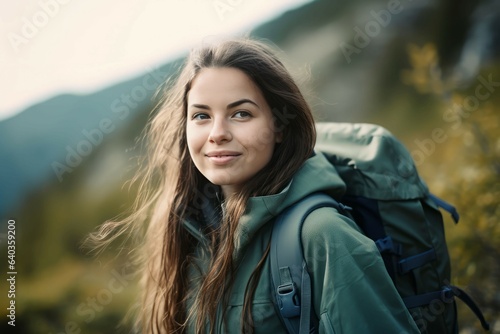 Woman enjoying hiking. Generate Ai © nsit0108