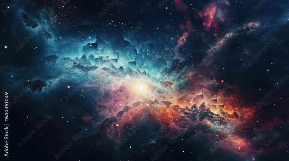 Fototapeta premium Cosmic artistic illustration. Colorful galaxy background with stars.