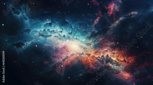 Cosmic artistic illustration. Colorful galaxy background with stars.