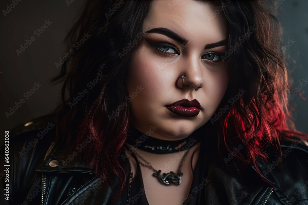 Woman plus wearing rock. Generate Ai Woman plus wearing rock. Generate Ai