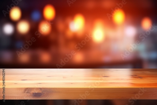 Wooden table blur. Generate Ai © nsit0108