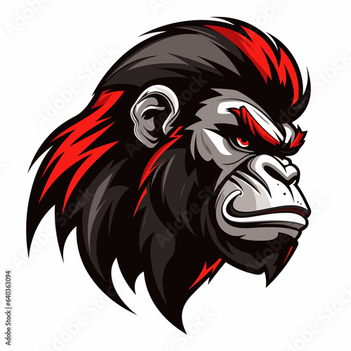 Esport vector logo gorilla on white background side view, gorilla icon, gorilla head, gorilla sticker