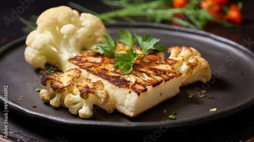 Simple side dish a slice of baked tofu on a small plate., generative ai