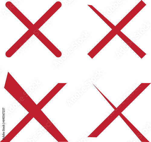 Cross x red vector icon. Wrong symbol. delete. False graphic design element set on a white background
