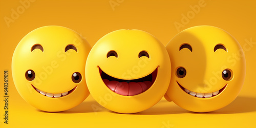 3 Smiley Emoji On Yellow Background World Smile Day