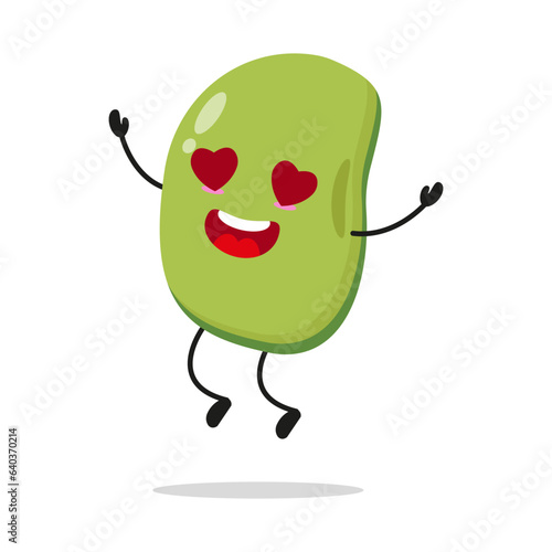 Cute happy mung bean character. Funny fall in love bean cartoon emoticon in flat style. mung bean emoji vector illustration