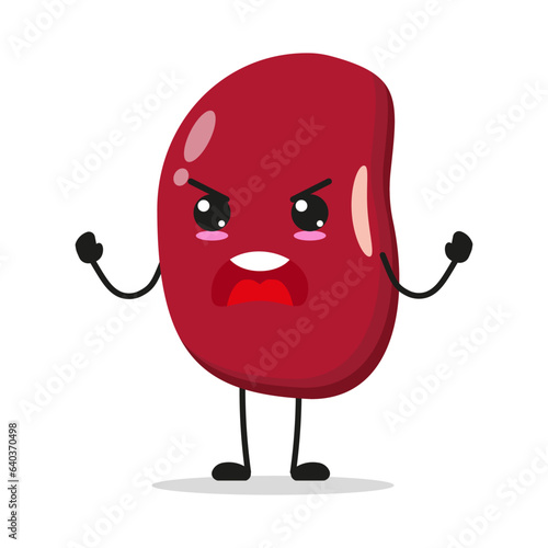 Cute furious red bean character. Temperament bean cartoon emoticon in flat style. red bean emoji vector illustration