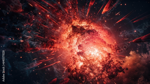 explosion of red stars in outer space.