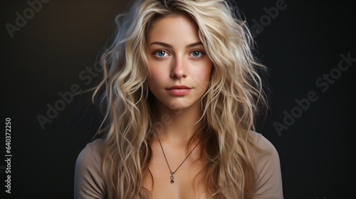 portrait of an regular classy 25 years old women with long blond hair 
