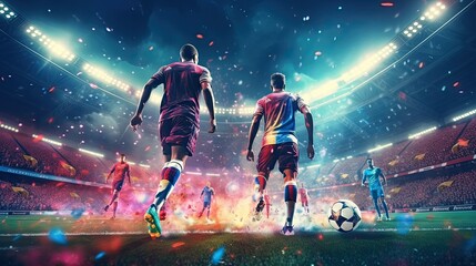 football action scene with competing soccer players