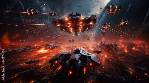 Fototapeta Naklejka Na Ścianę i Meble -  generative ai illustration of an intergalactic space war