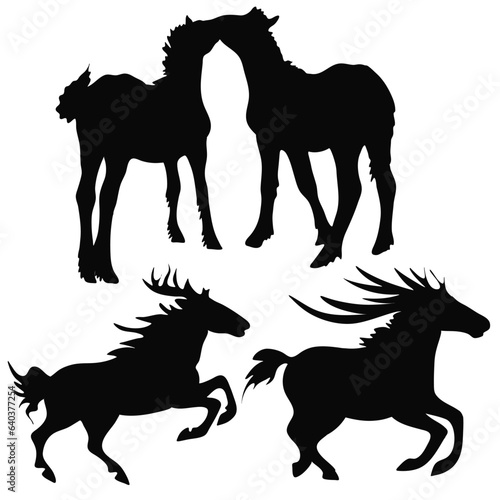 Black and white vector flat illustration  horse silhouette ready to print 