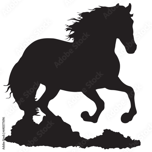 Black and white vector flat illustration: horse silhouette ready to print 