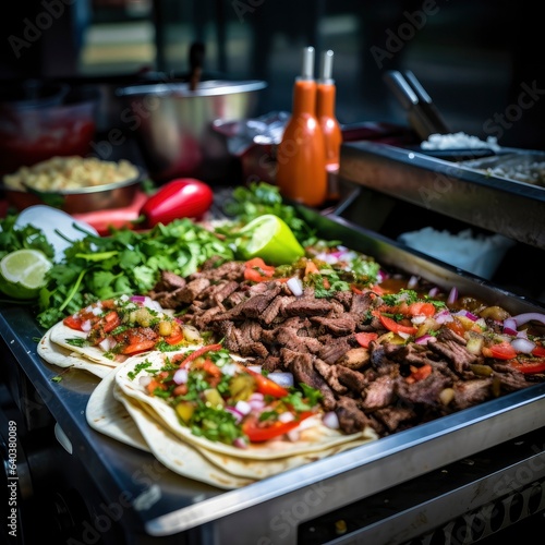 tacos with grilled meat with vegetables