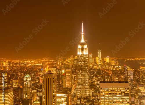 View of New York Manhattan during sunset hours