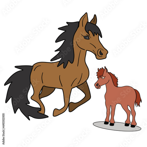 Cartooned vector illustration ready to print  strong and colorful horse sticker
