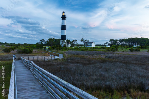 Bodie Island Lighthouse at dawn on the Outer Banks in North Carolina  USA
