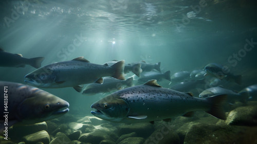 Widescreen Waters: The Panoramic Dance of Trout in Nature's Currents