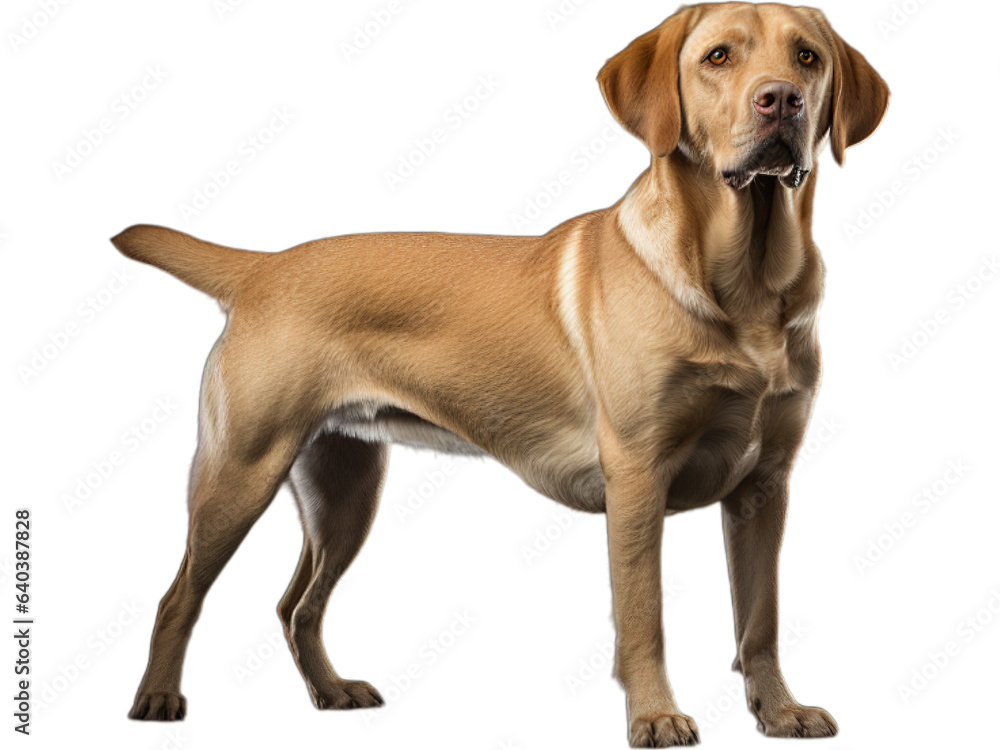 Obraz premium Labrador Retriever Standing Alert, No Background