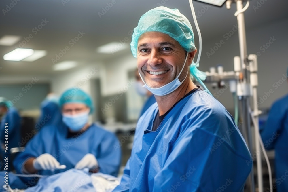 Photo of a team of doctors in scrubs working together in a hospital Photo of a team of doctors in scrubs working together in a hospital