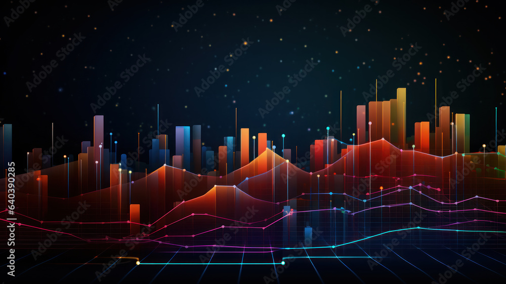 Naklejka premium Dark Background with Connected Dots and Lines, Data Network Illustration