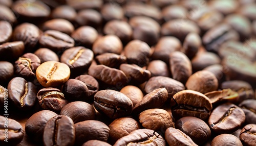 Close up of coffee beans, Background of coffee beans, Generative AI