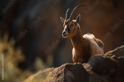 Walia ibex, Capra walie, rare endemic mountain animal in the nature habitat. Generative AI