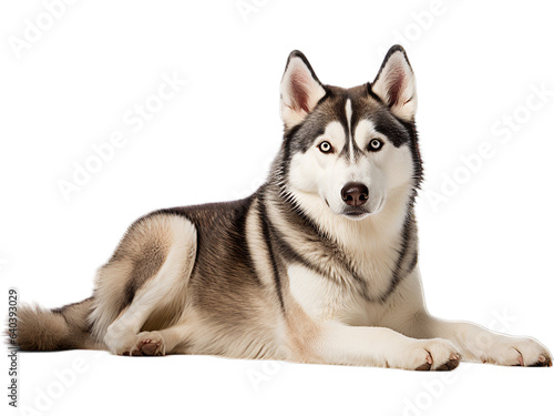 Siberian Husky Sitting Alert  No Background