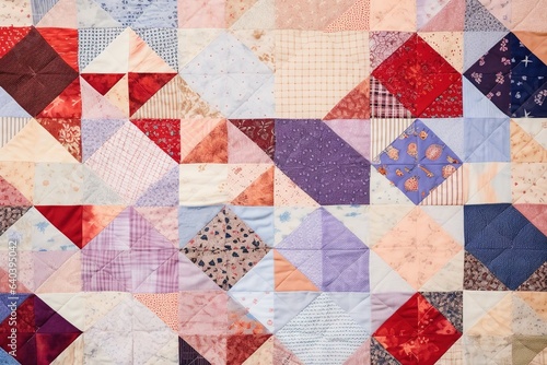 Colorful patchwork quilt background Close up of a patchwork quilt