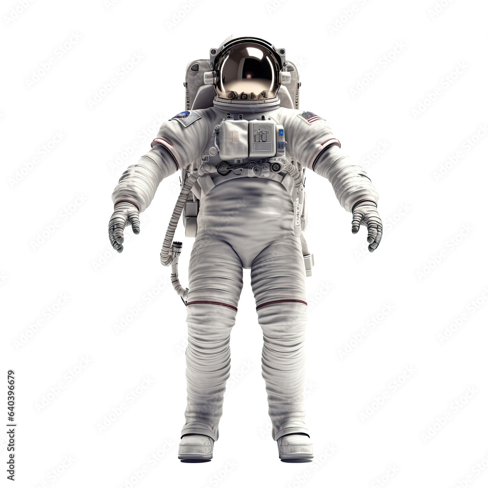 3D character of an astronaut in space on transparent background